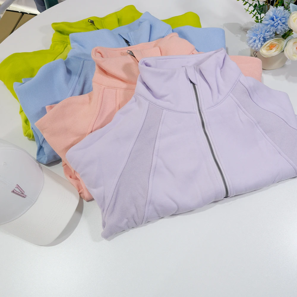 Nylon Autumn Winter New Women's Sweatshirt Sports Half-Zip Stand Collar Fleece Outdoor Running Warm Loose Jacket view 5