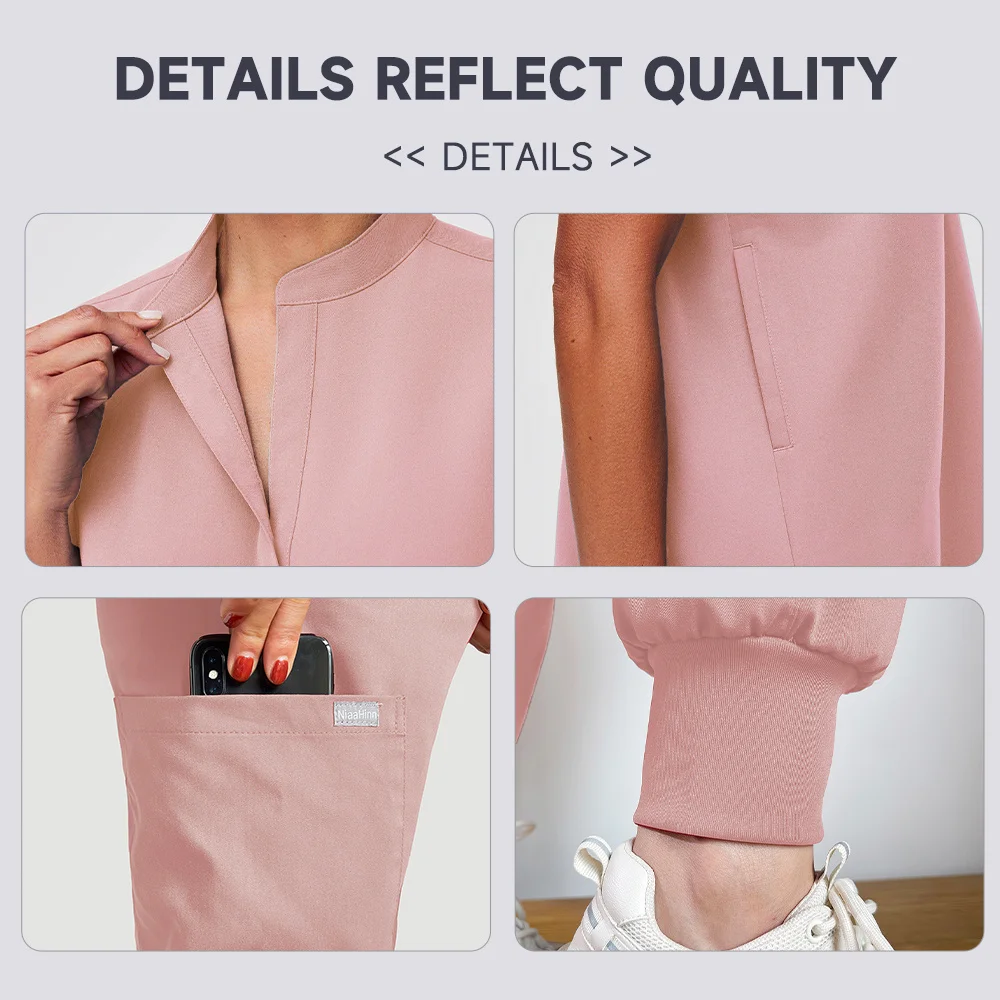 Peelings für Frauen Haustier Krankenhaus Uniform Set Peeling passt einfarbig Unisex OP-Kleid Tasche V-Ausschnitt Jogger Großhandels preis