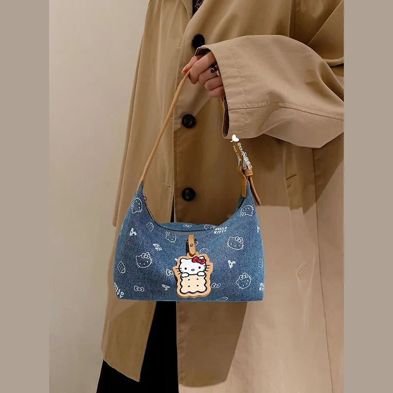 

Ladies' Denim Bag Cartoon Printed Armpit Bag Casual Handbag Dumpling Bag Fashion Crossbody Bag