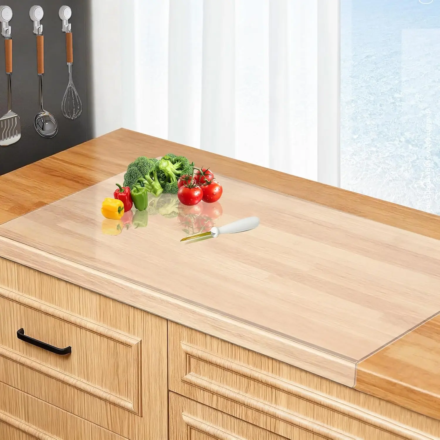 

Большая акриловая разделочная доска с губкой для стойки, прозрачная разделочная доска 30 x 20 дюймов для кухонной столешницы, нескользящая защитная крышка