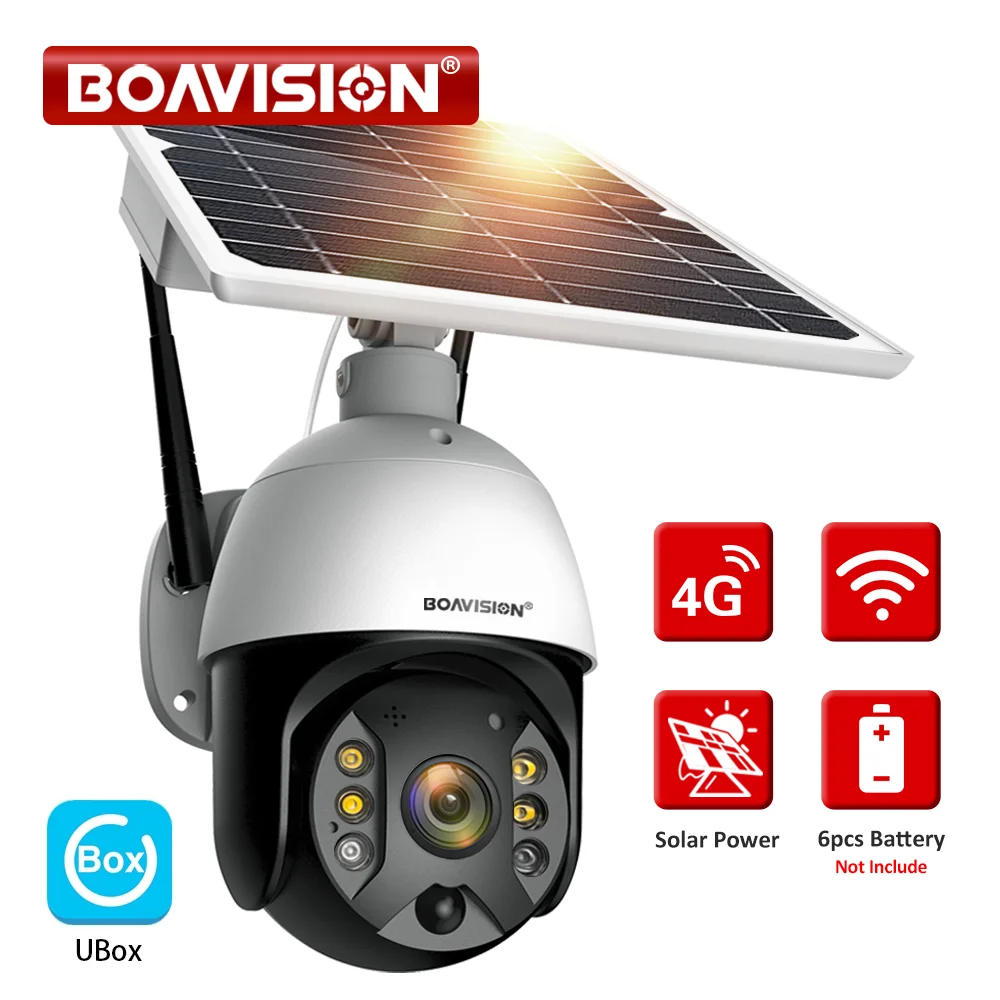 HD 5MP 3MP WIFI 4G Sim Card Solar Panel Rechargeable Battery Camera PTZ PIR Human Detection Color Night Vision Security Camera