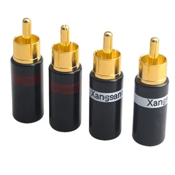 4 Stuks Vergulde Koperen RCA Plug Mannelijke Jack Lassen DIY Signaalkabel AV HiFi Audio Adapter Connector