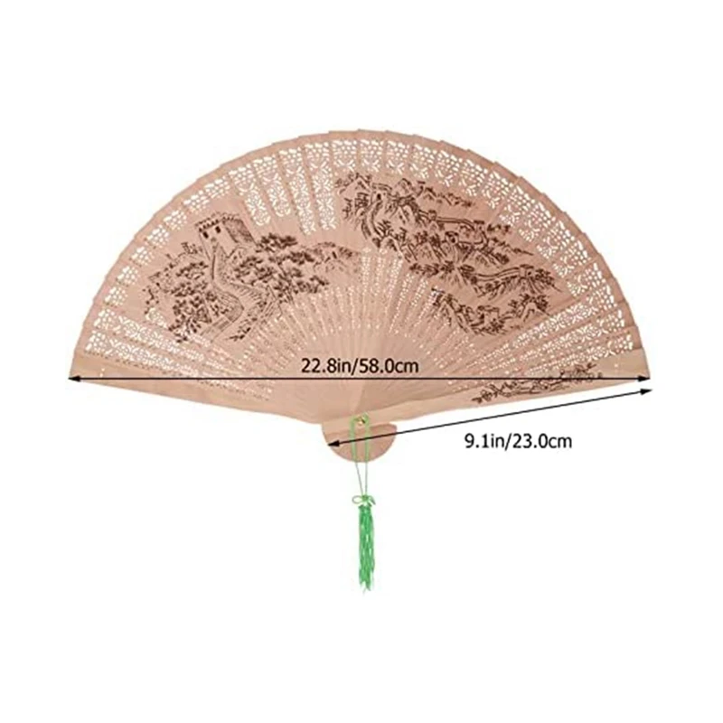 Sandalwood Folding Fan Hand Fan Chinese Hand Fan In Retro Style, Foldable Hand Fan For Wedding Dance Party