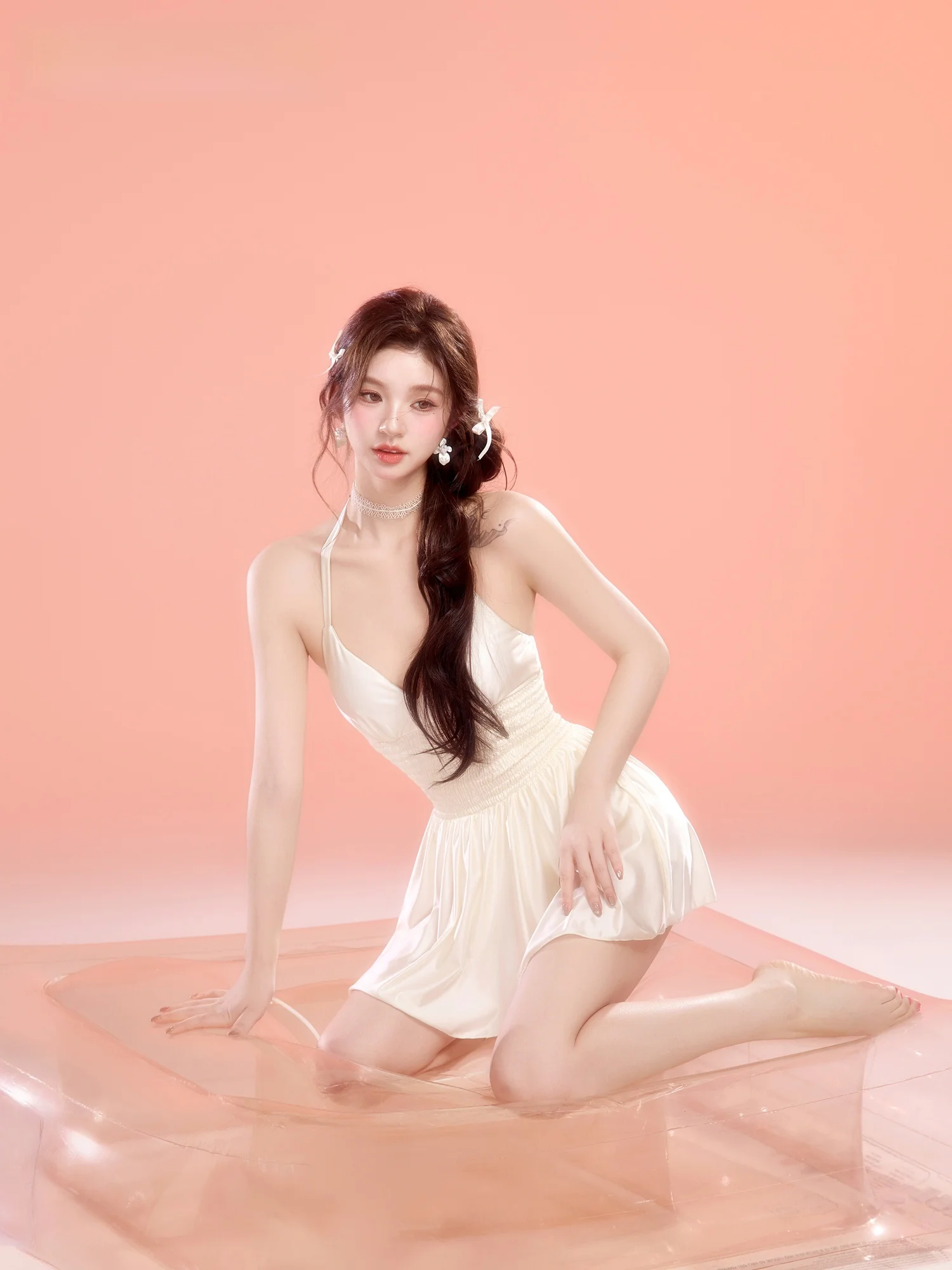 

Белый женский слитный купальник Pure Desire Holiday Style с эффектом утяжки живота, из фосфоресцентной ткани, средней эластичности, полиэстер/спандекс