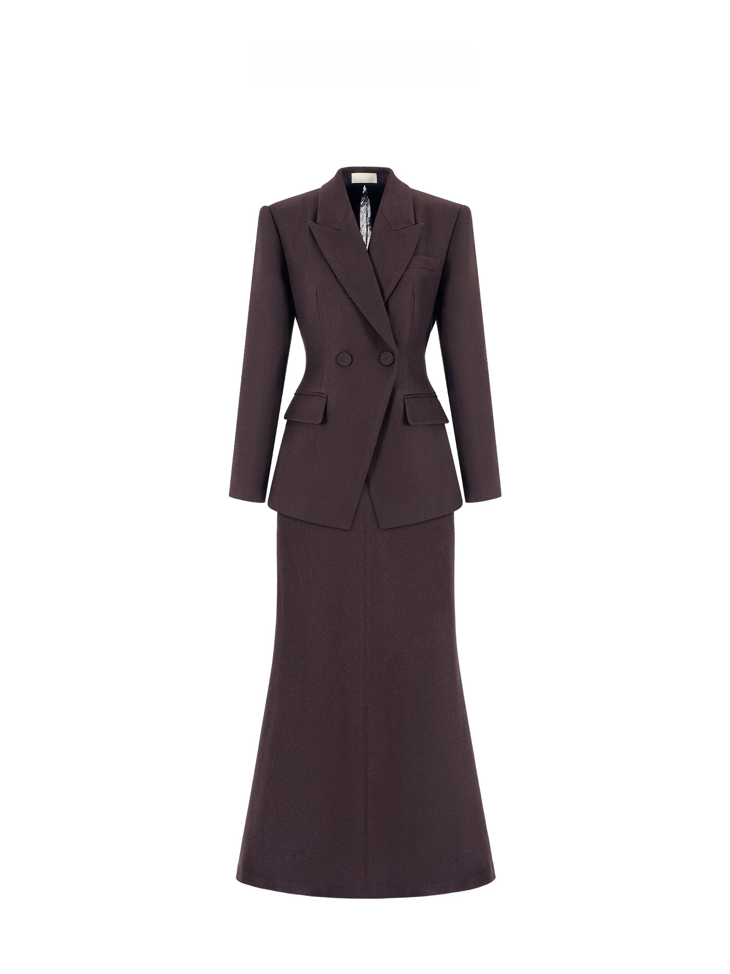 

Maggie Ma 2026 Winter Women's Suit Set Waist-Cinching Fish-Tail Skirt Long Sleeve Button-Up Mid-Length Fashion Ensemble