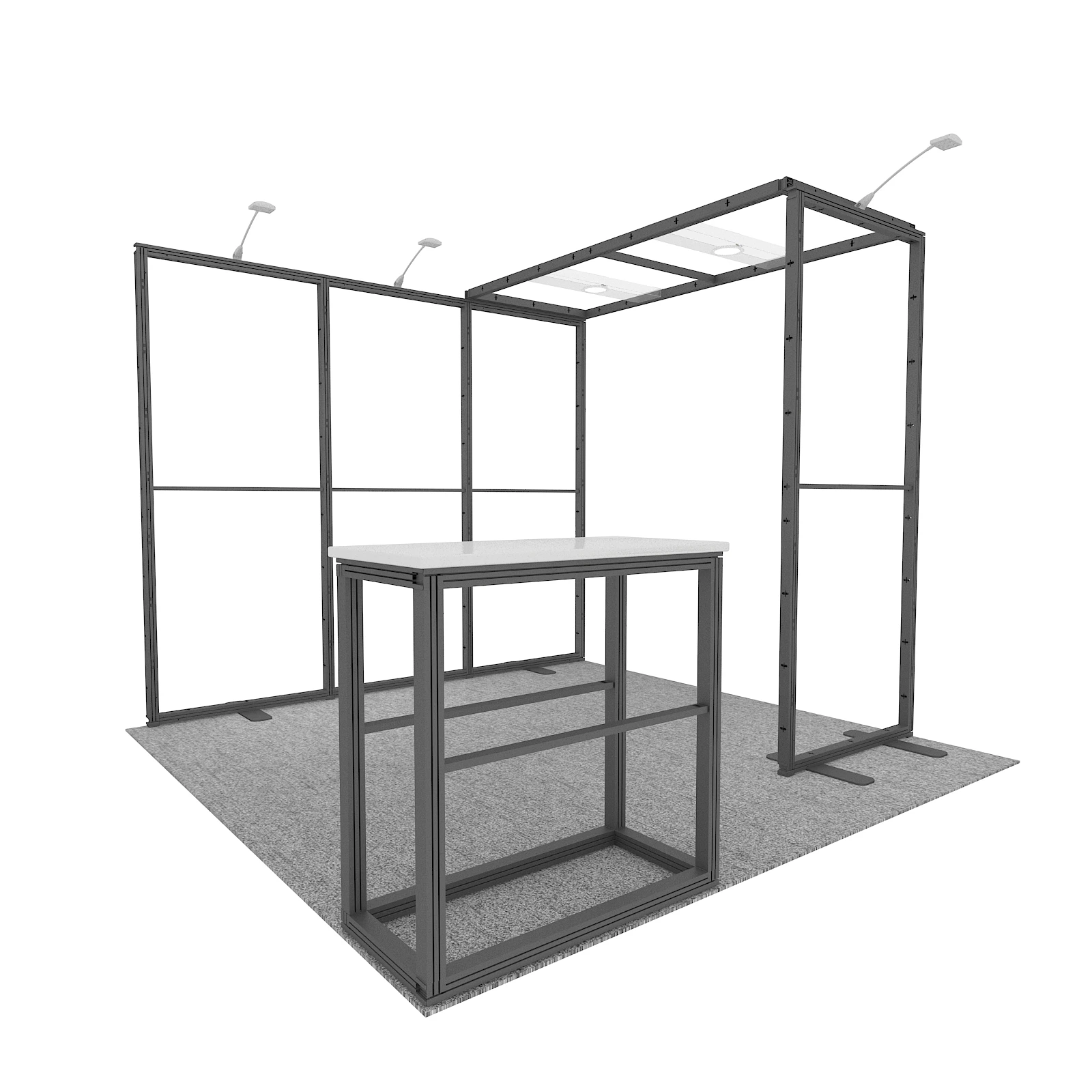 Cabina de ferias comerciales de 10x10 con sala de almacenamiento, soporte de exposición Modular para marco de aluminio de 3x3