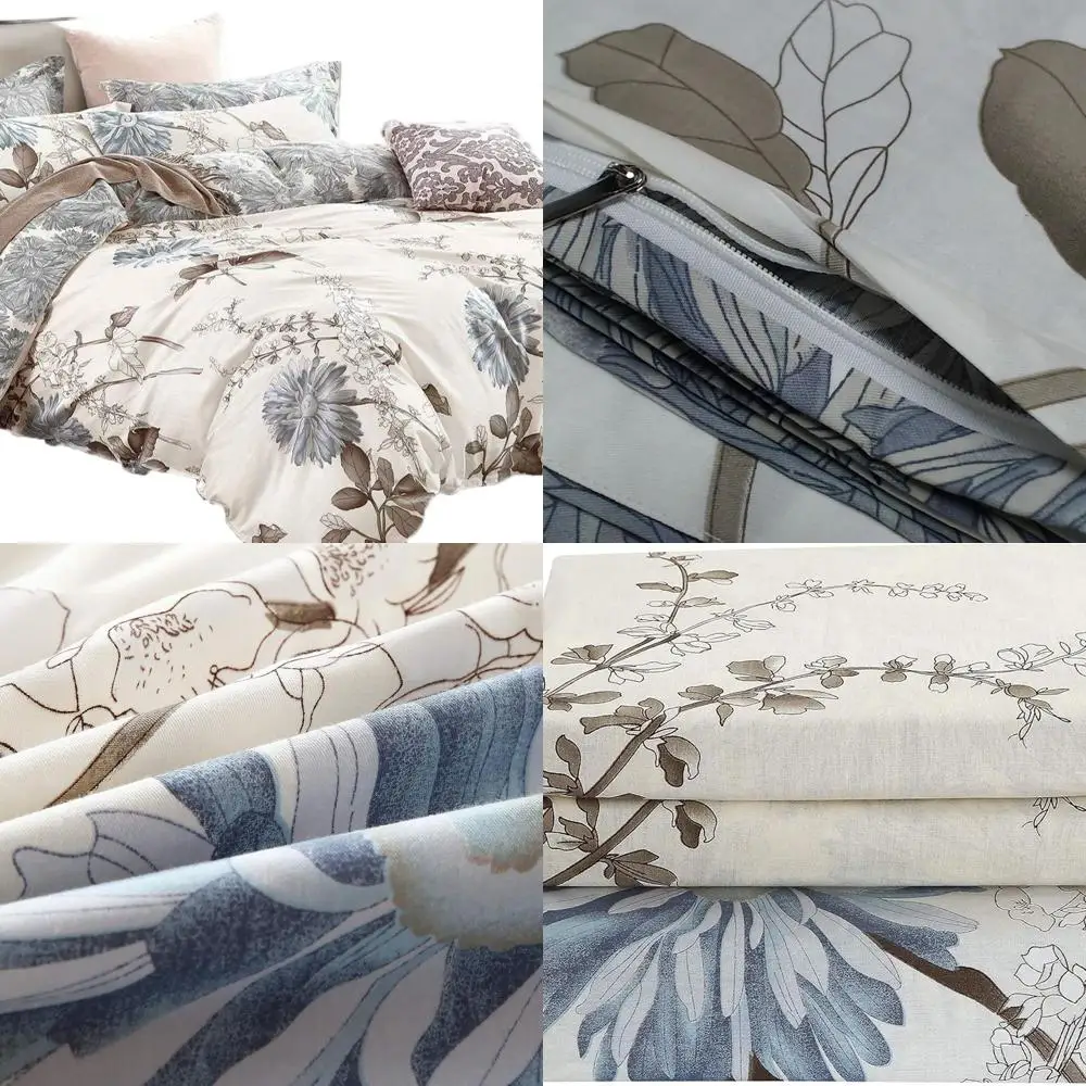 

King Size Reversible Cotton Floral 3-Piece Bedding Set: Duvet Cover & Pillow Shams (No Comforter)