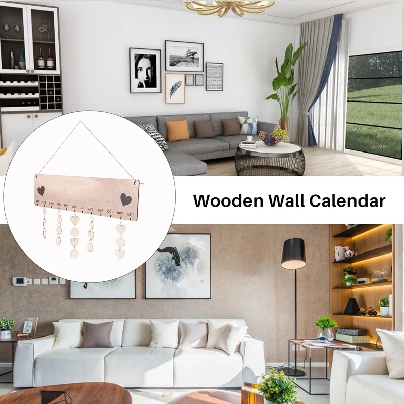 Conjunto de tablero de cumpleaños para Familia, calendario colgante de madera, calendario de pared, decoración para amigos, recordatorio de cumpleaños