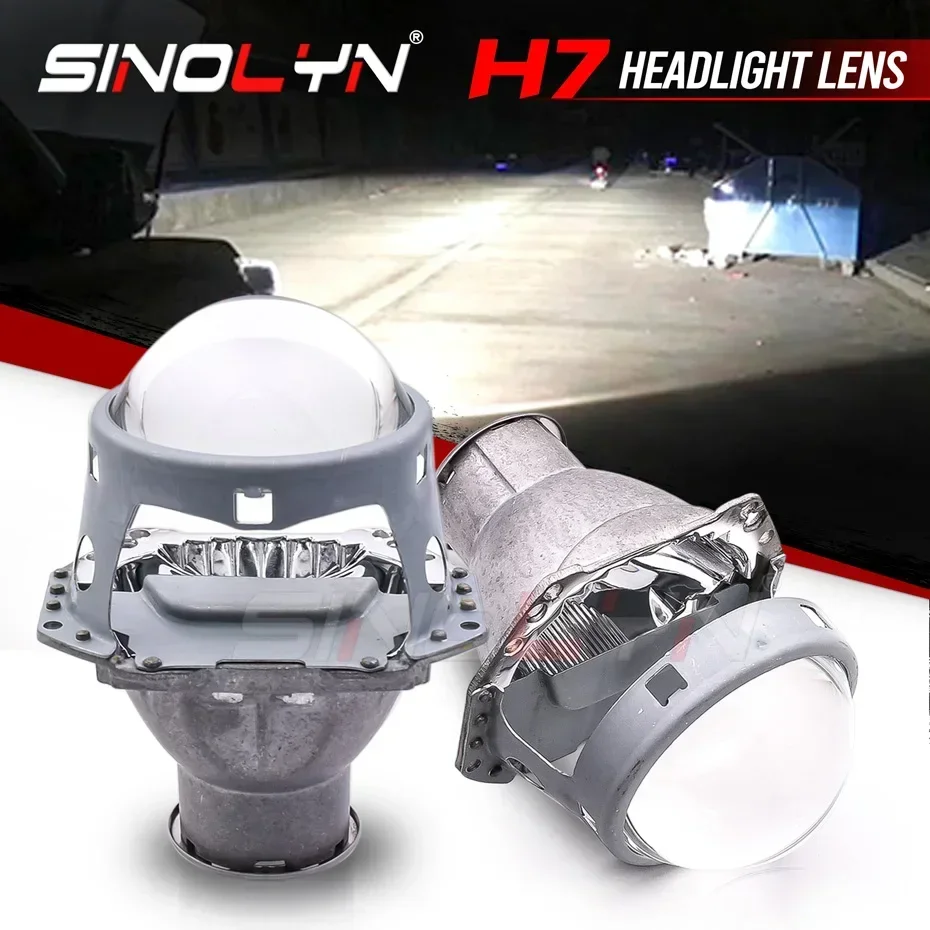 Sinolyn 3 Inch H7 D2S D2H For Hella 3R G5 Single Xenon Low Beam Projector Lenses Headlights Car Light Headlamp Car Accessories