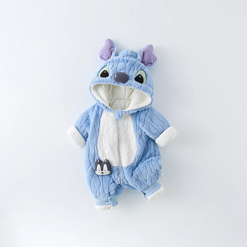 

Anime Stitch Winter Baby Thickened Padded Cotton Climbing Clothes Cute Infant Bodysuit Warm Going Out Outfit Kawaii 0-1 Years