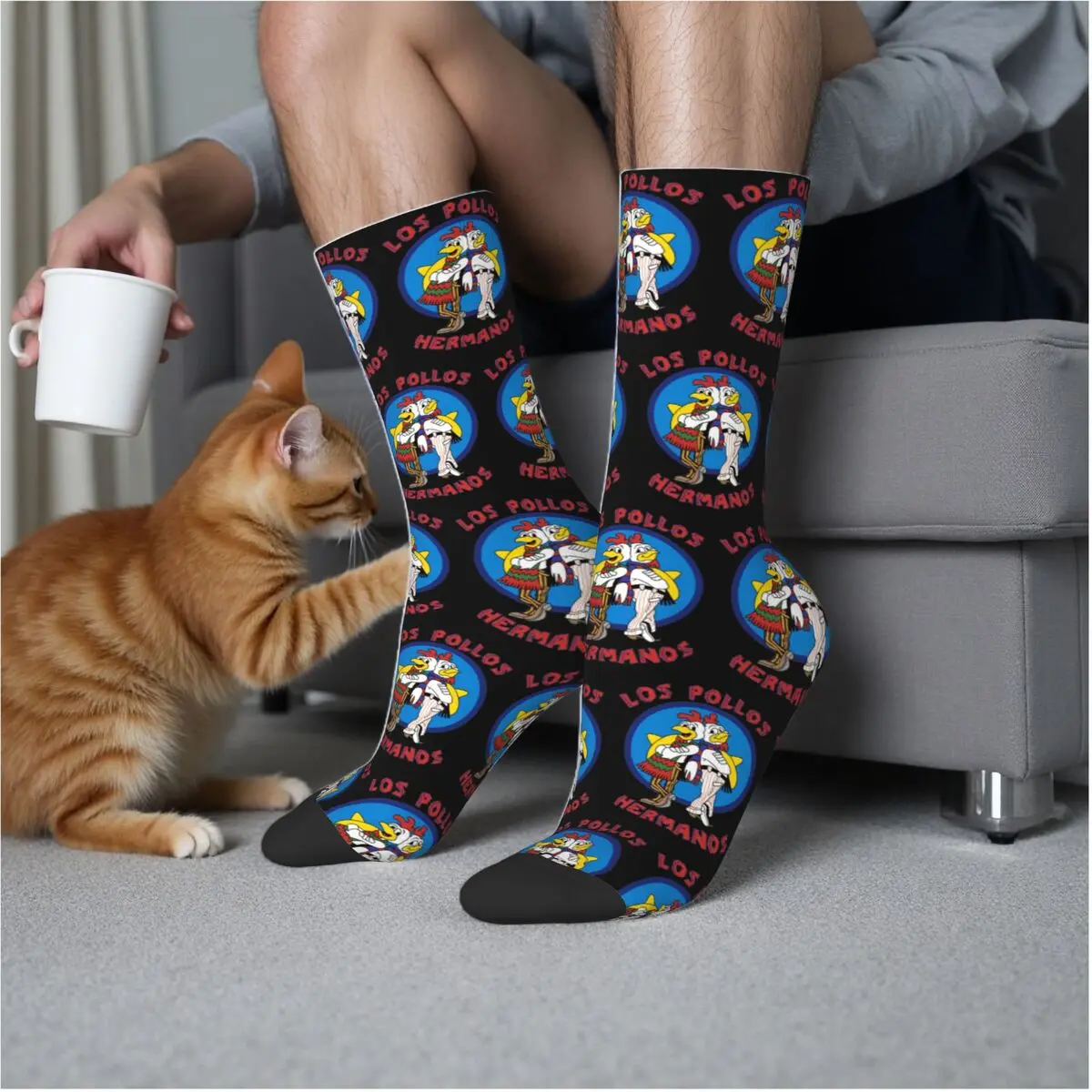 

Нагрудник на заказ Breaking Bad LOS POLLOS Hermanos, носки Harajuku, супер мягкие чулки, всесезонные длинные носки, подарок на день рождения унисекс