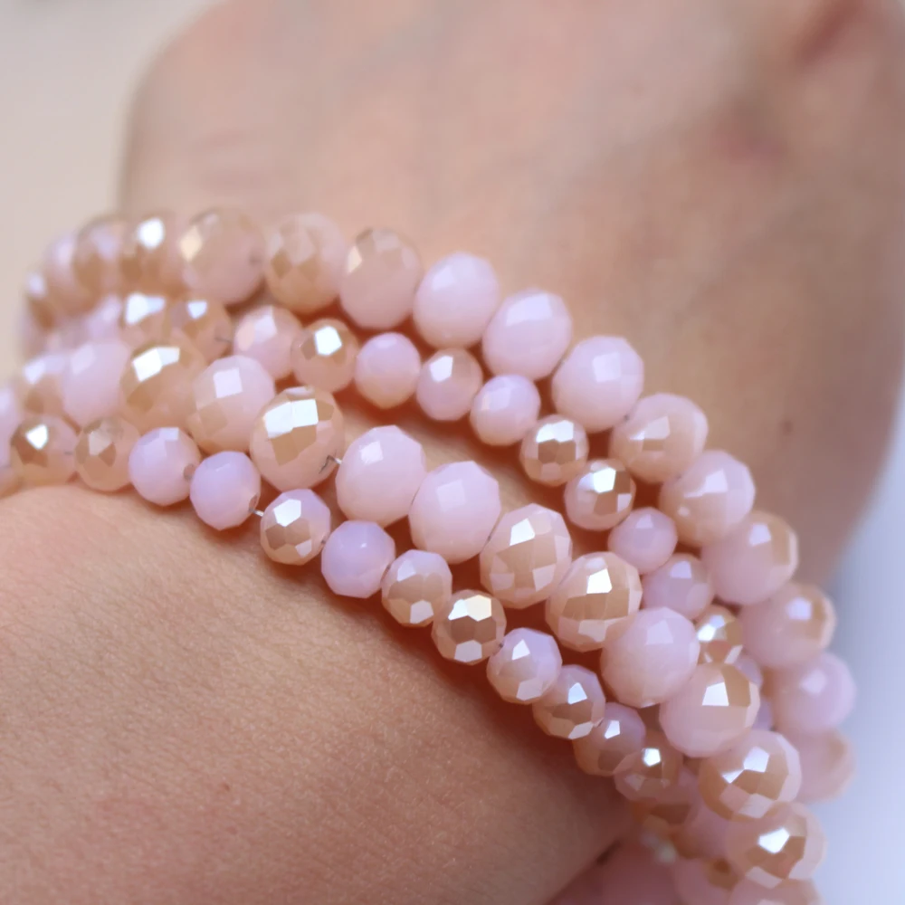 6mm Glass Crystal Beads Pink Brown Color Rondelle Loose Faceted Fashion Crystals Bead for Jewelry Bracelet Necklace Earring DIY