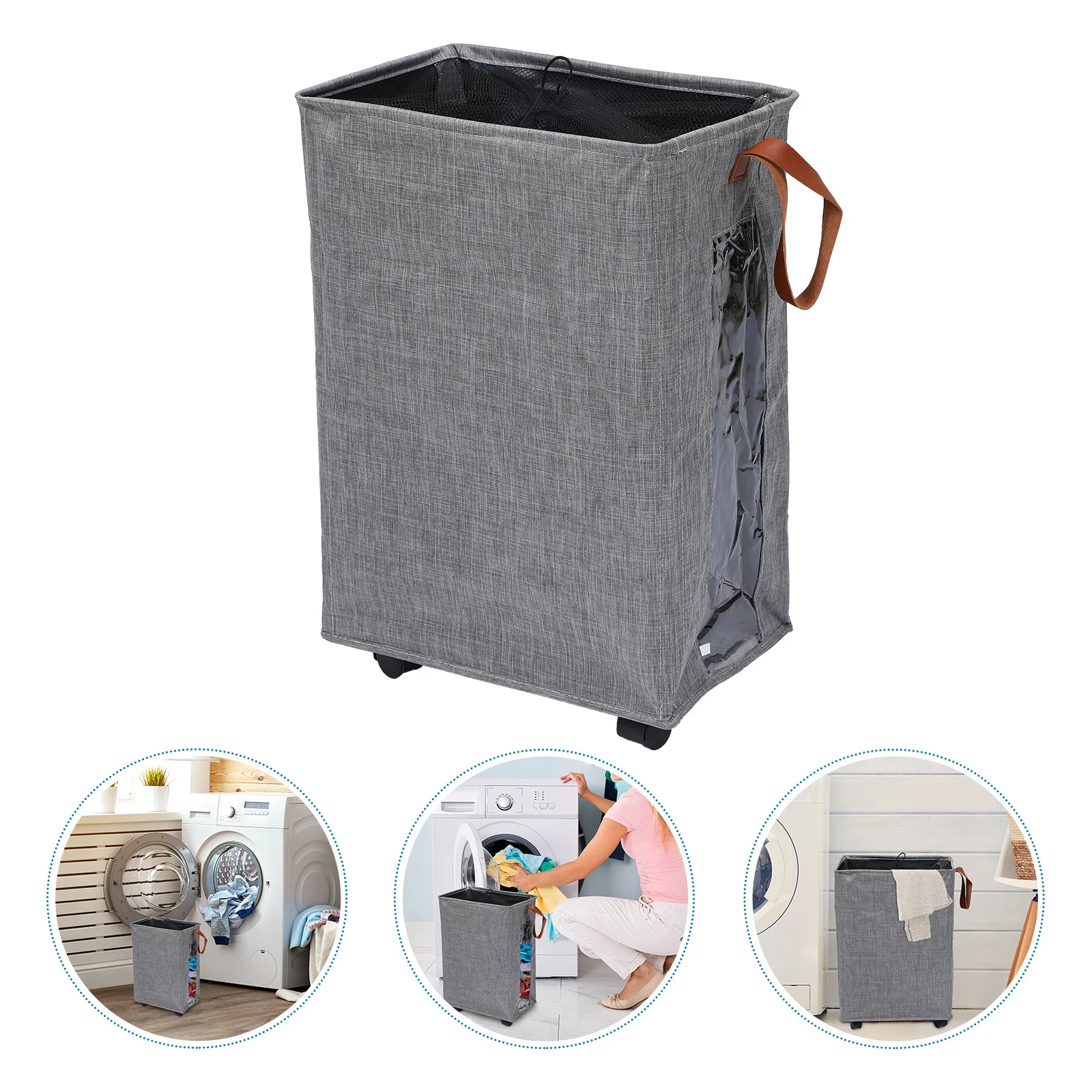 

Laundry Hamper Collapsible Foldable Basket with Wheels Handle Laundry Bag for Bathroom Bedroom Dorm Storage