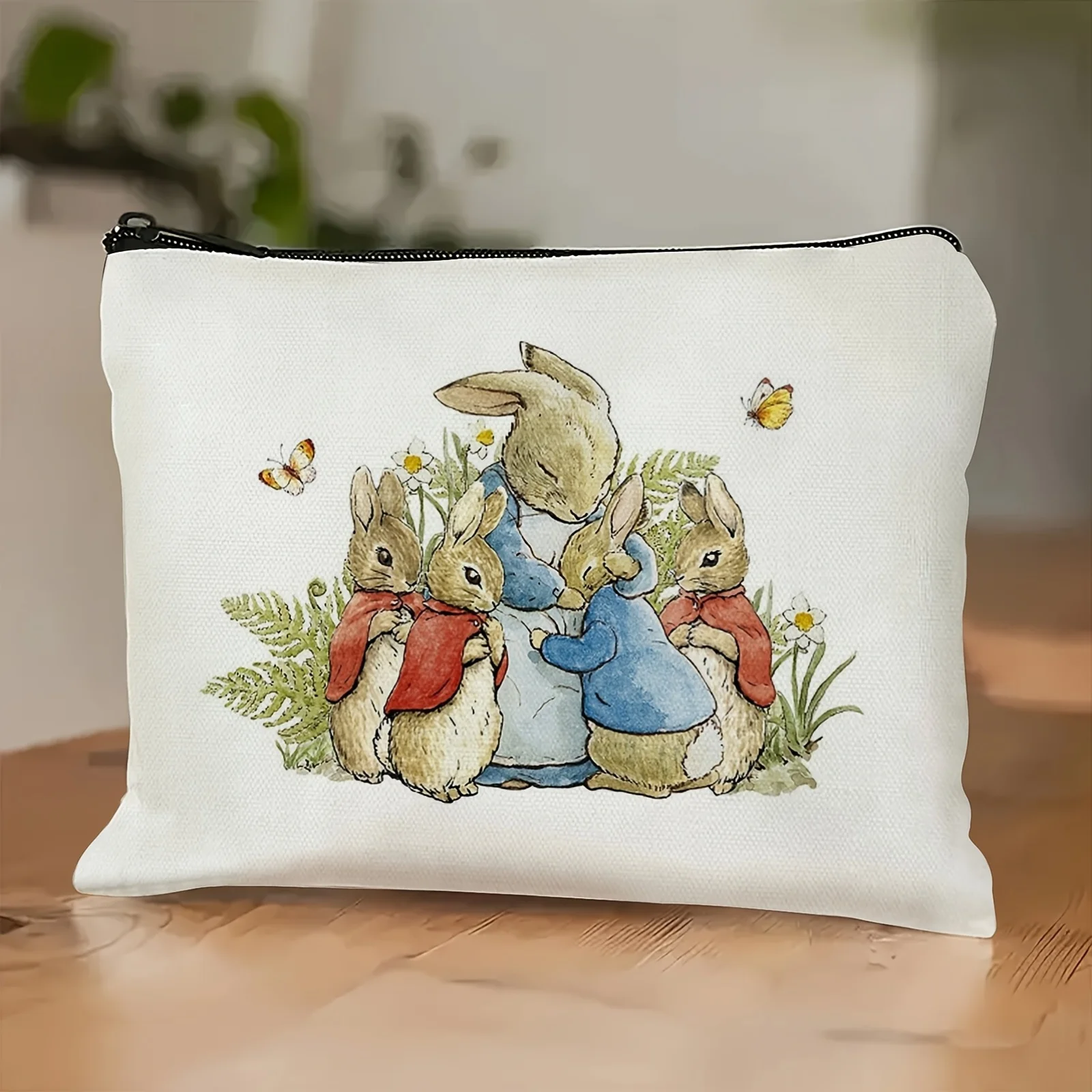 Un joli sac de maquillage lapin-sac à fermeture éclair multifonctionnel mignon pour femmes, sac de rangement de bijoux, petit sac de rangement à fermeture éclair de voyage parfait