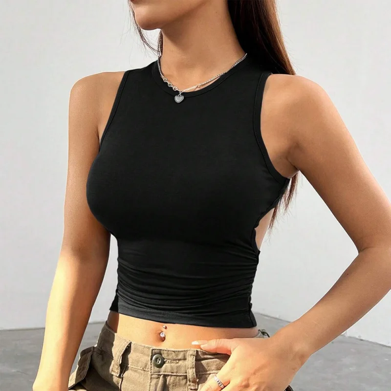 

Sexy Color Tight ort Top Svel Vest Women's Underwear Home Clothes Hollow out Design Summer Faion 2024