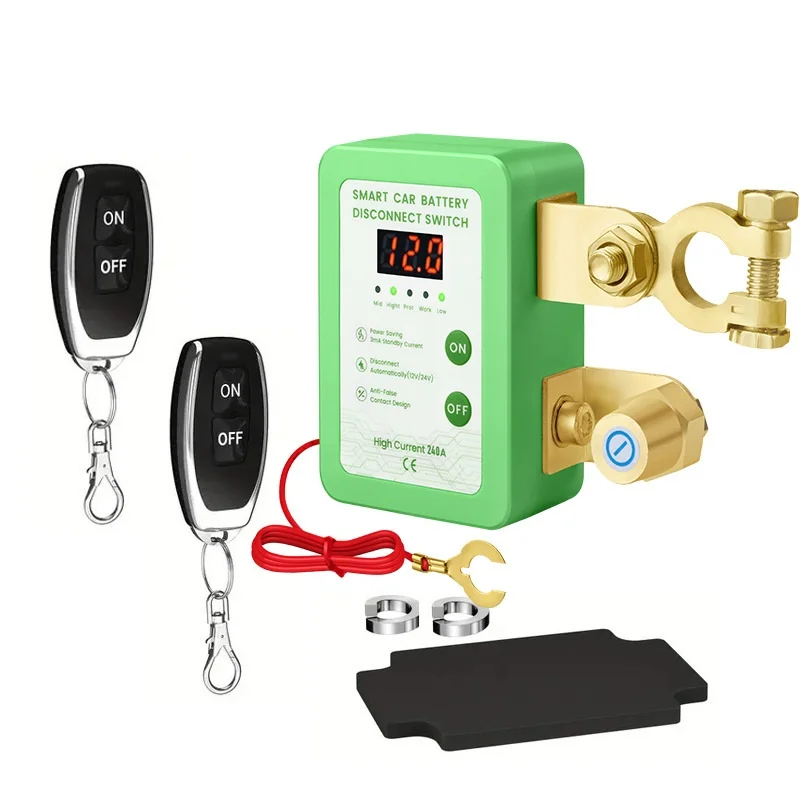 240A Kill Switch Auto Battery Master Switch with Remote,  12V Car Battery Disconnect Switch with Led Voltage Display for Vehicle