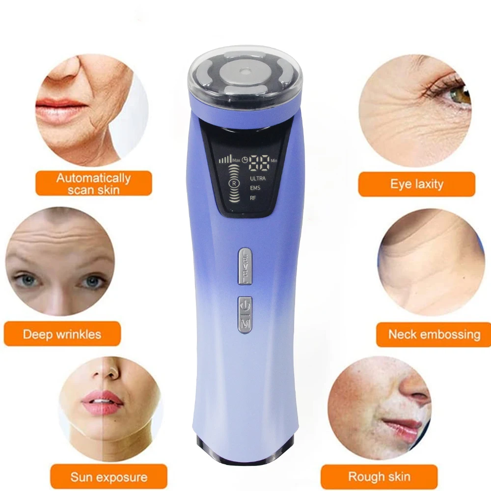 الاستخدام المنزلي Facia3dtreatment Hifu آلة شد الوجه جهاز ثبات الجلد أحادي القطب Rf آلة شد الوجه Nuskin Face Neck 24 V-1A