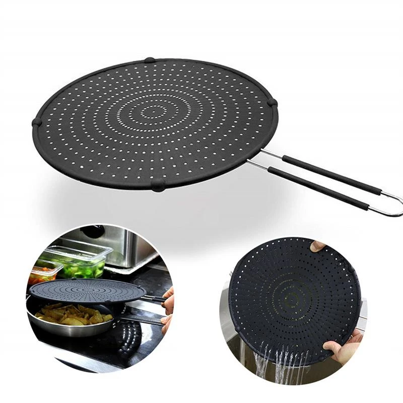 Silicone Splatter Screen Guard Nonstick Oil Grease Pan Lid Oil-Proof Splash Cover Frying Protection Mat