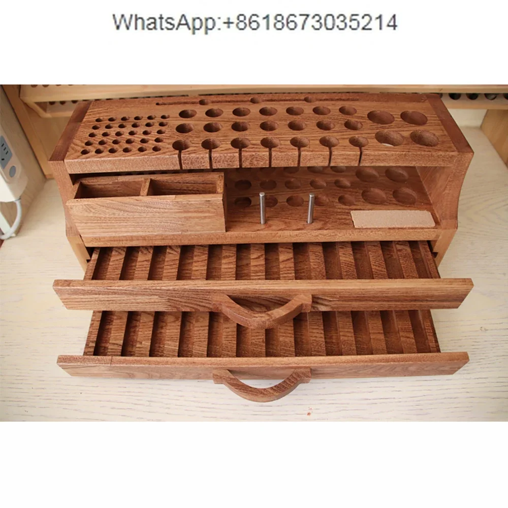 

Storage Rack Practical Leather Tool Holder for DIY Handmade Leathercraft Carving Cutting Tools Double Drawer