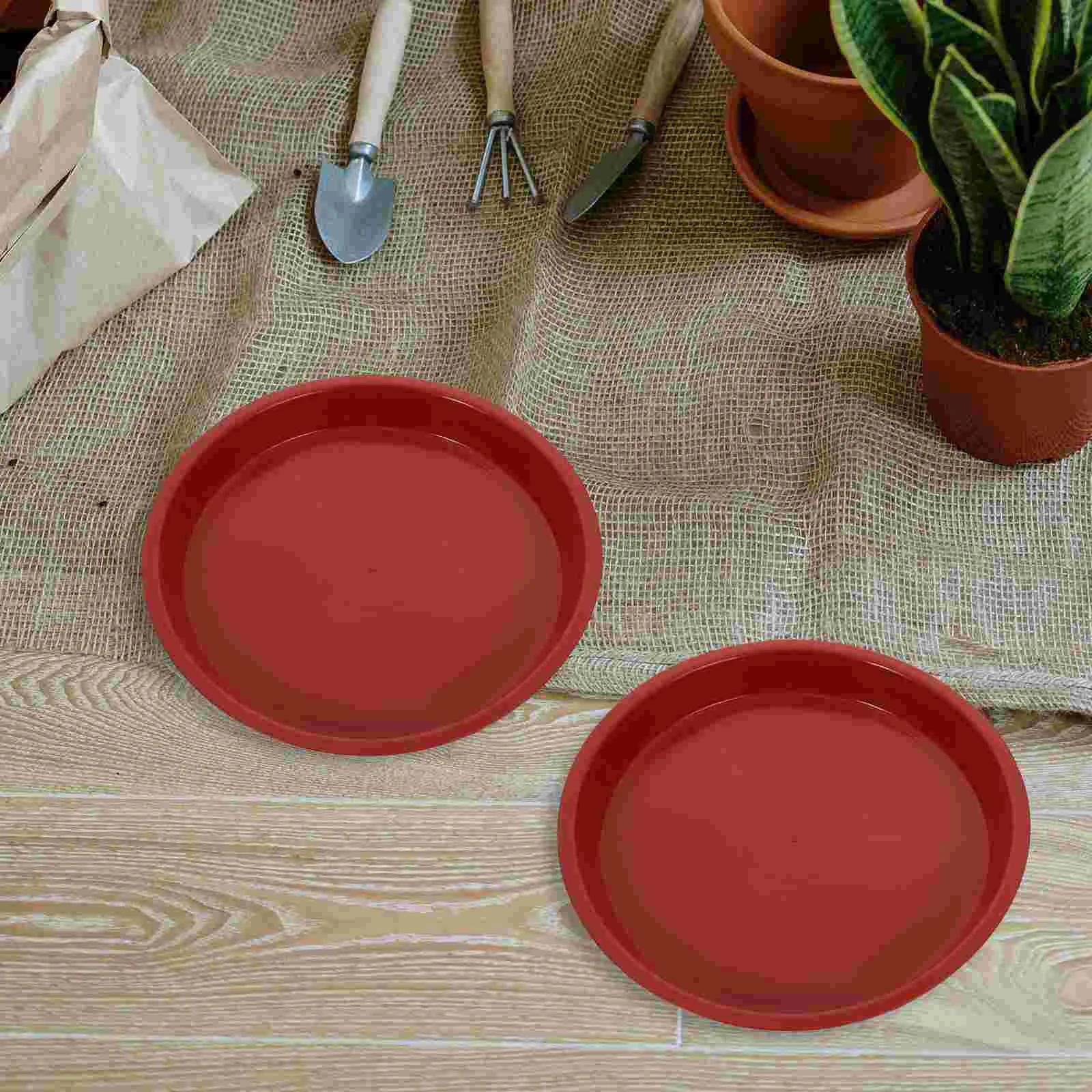 4PCS Plastic Flowerpot Drip Tray Plant Pot Saucer Flowerpot Chassis Tray for Fleshiness Planter Garden Balcony (Red)