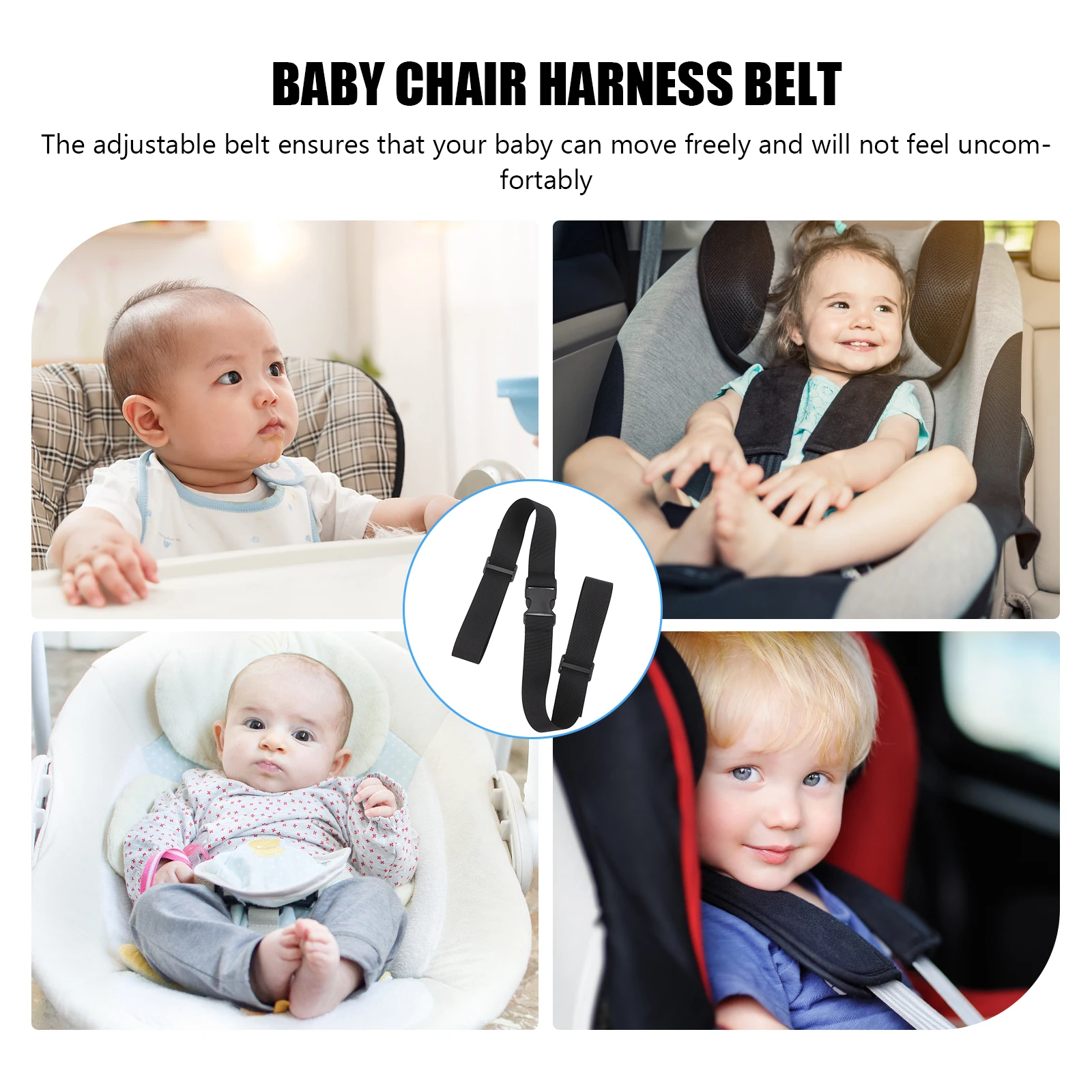 

3Pcs Adjustable Baby Chair Safety Belt High Chair Harness Portable Stroller Strap for Travel Toddler Airplane Travel Essentials