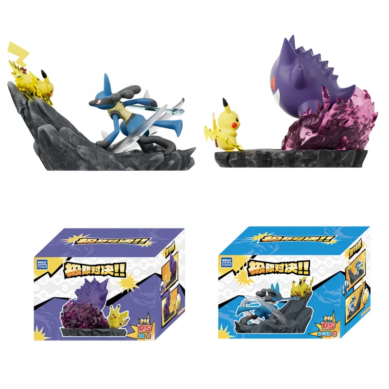 Pokemon Extreme Showdown Lucario vs. Pikachu Gengar vs. Pikachu Anime-Actionfiguren, echtes Modell, Ornament, Spielzeug, Geburtstagsgeschenk