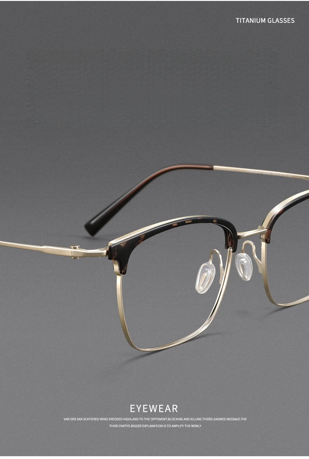 JAEVAR Neuer 155 mm Titan-Augenrahmen, ultraleichter Halbrahmen, Herren-Augenrahmen, Business-Optik, verschreibungspflichtiger Rahmen 26030 – Detail 3