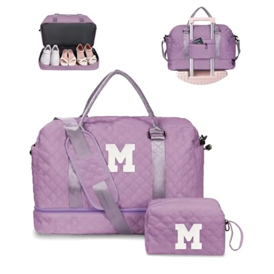 

Gifts for Daughter - Personalized Travel Bag with Shoe Compartment, Monogram Overnight Bag for Women, Sister Friend Girlfriend