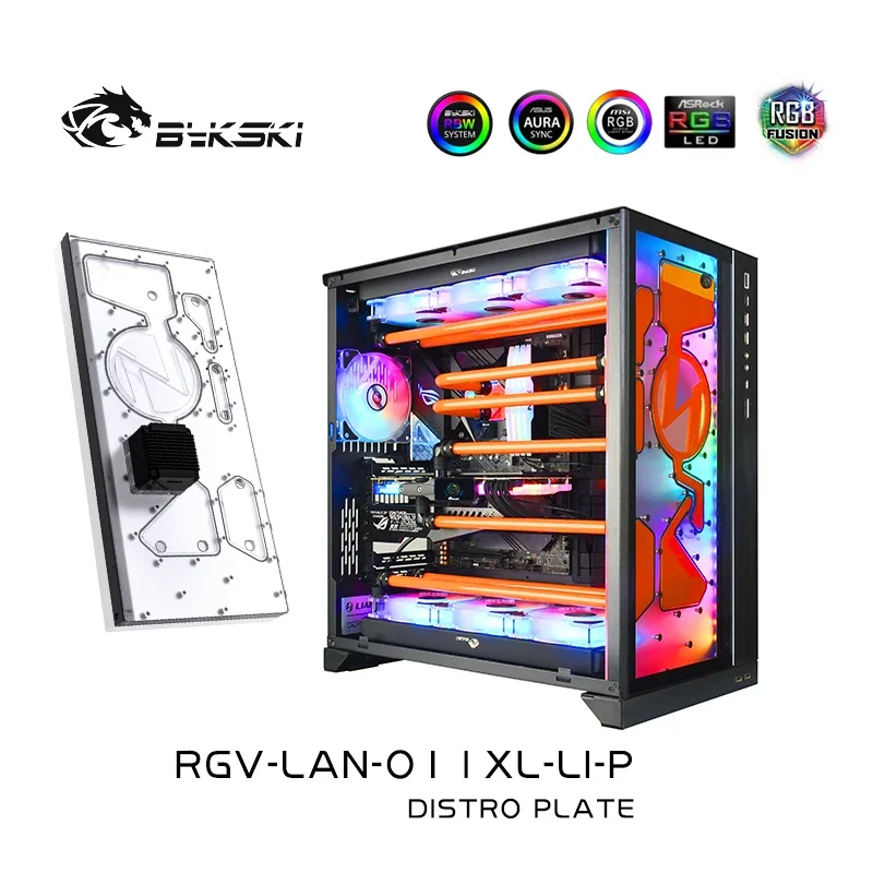 

Bykski RGV-LAN-O11XL-LI-P,Waterway board Front Distro Plate For LIANLI O11 Dynamic XL Case,PC Water cooling kits Solution