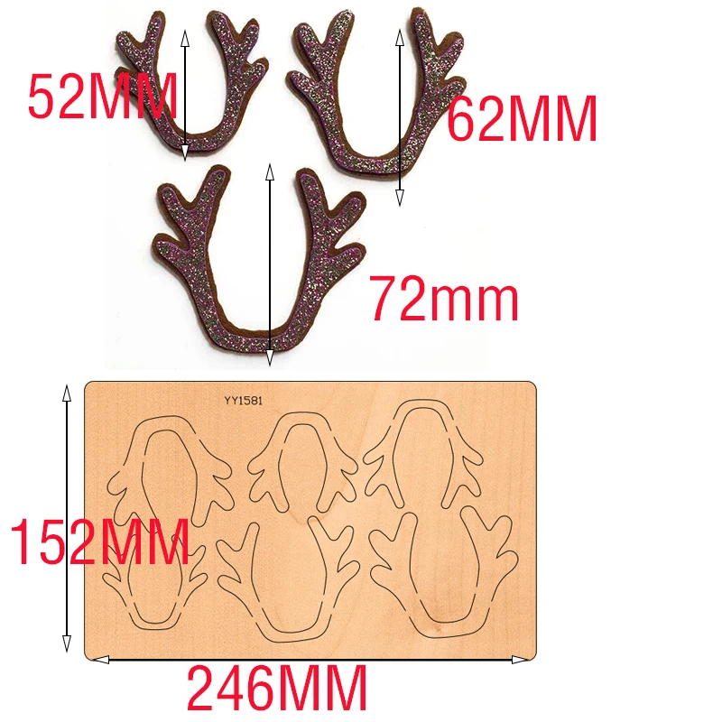 The Christmas antler headdress wood mold YY1581 is compatible with most hand - cut pieces cutting dies