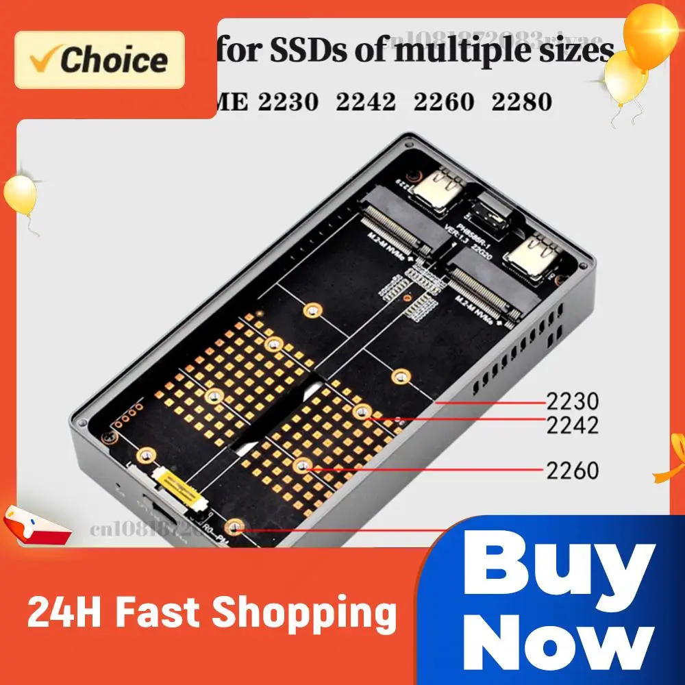 

M.2 NVME SSD Dual Bay RAID SSD Disk Type-C USB 3.2 Mobile Hard Drive Case Gen 2 20Gbps Hard Drive Enclosure for Laptop Tablet