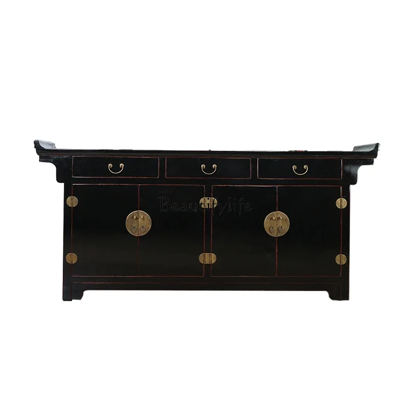 

XX39Modern Chinese solid wood porch cabinet partition antique warped head decorative storage side cabinet