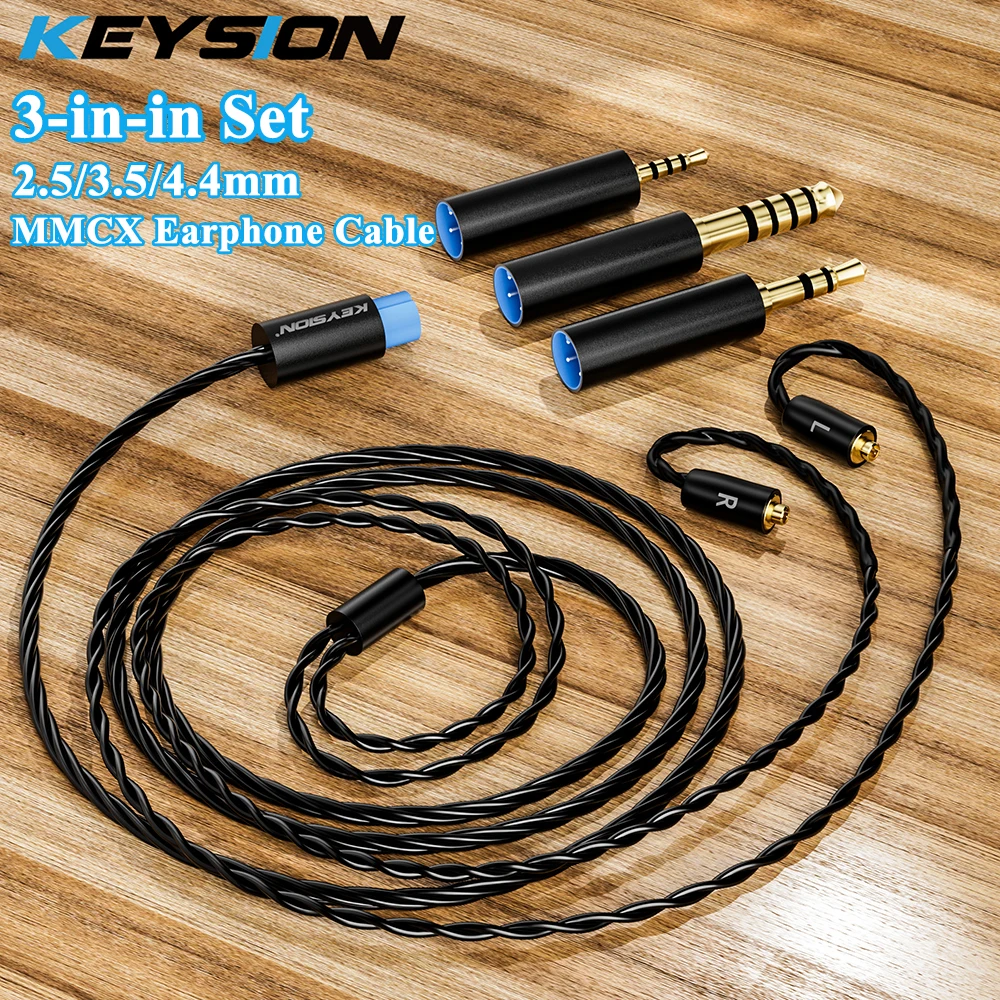 

KEYSION 3-in-1 2.5 3.5mm 4.4mm Replaceable Silver Plated OCC Upgrade Cable MMCX Wire Earphones Cable HIFI Audio Headphone Cable