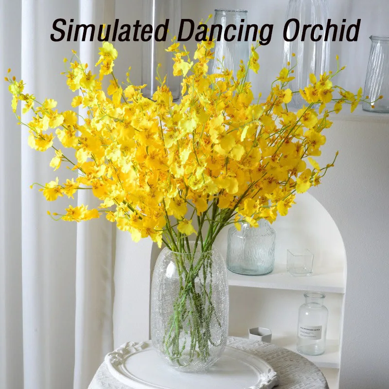 1pcs Multiheaded  Dancing Orchid Spun Silk Flower Home Decoration  Wedding  Holiday Parties Handmade DIY Artificial Flowers