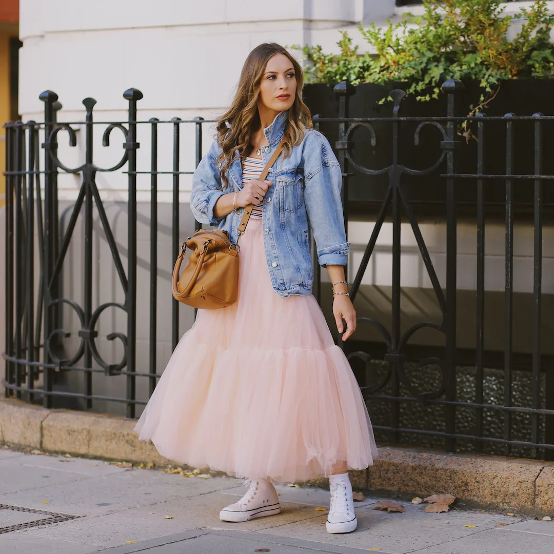 Beautiful Blush Pink Ankle Length Tulle Skirts With A Bright Line Decoration Girls Tutu Tulle Skirt Handmade Saias