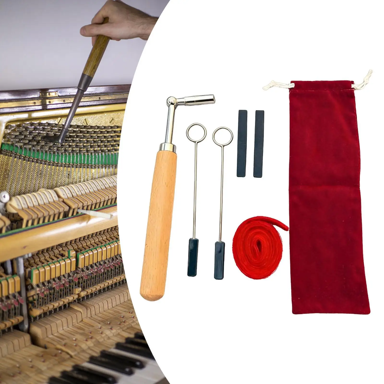 Professional Piano Tuning Set Wood PP Metal Wrench Kit for Accurate Note Correction and Sound Results Piano Tuning Repair Tools