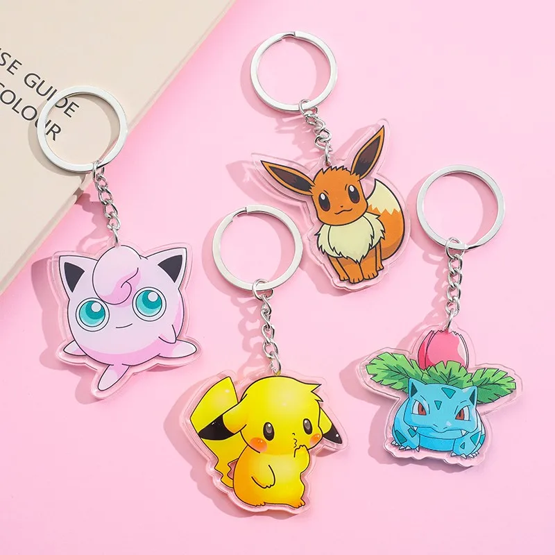 Anime Pokemon Acrylic keychain accessaries Cartoon funny Bag Pendant Gift cute bag charm Keyring Friends Fans Gifts