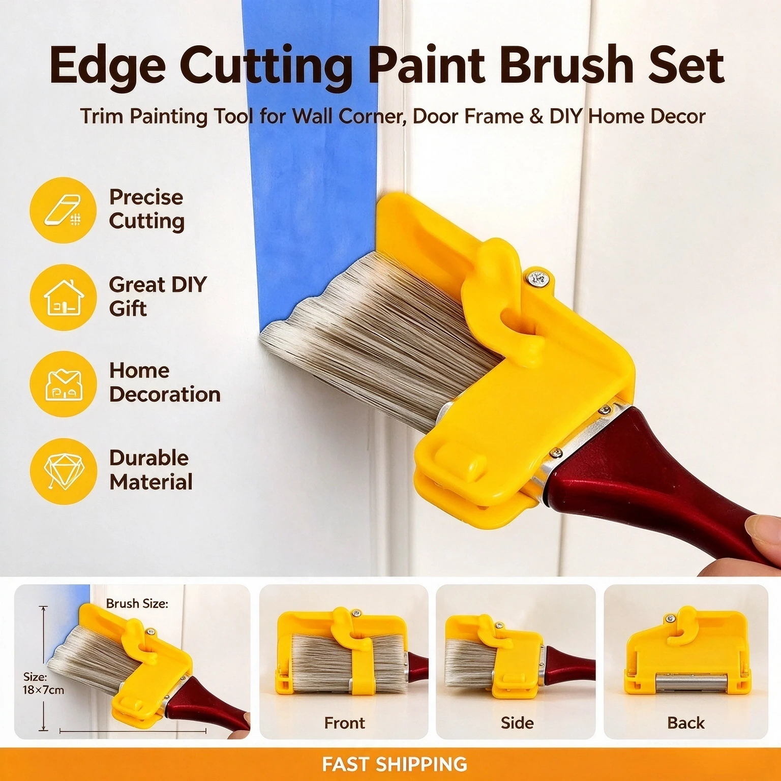 Edging Color Separation Paint Brush Handheld Paint Edger Tool Ideal for Indoor and Outdoor Use on Walls and Ceilings