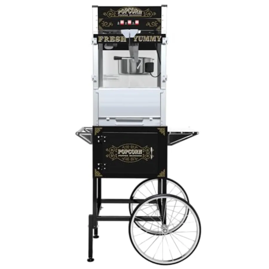 

Коммерческая машина для приготовления попкорна с тележкой на колесах - 22 унции, из нержавеющей стали, для домашних вечеринок и кинотеатров, черная