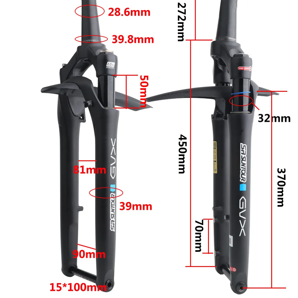 SR SUNTOUR GVX Original Road Bicycle Fork 700C Thru Alex 100x15mm EQ System off-road Gravel Bike Suspension Forks 50mm travel