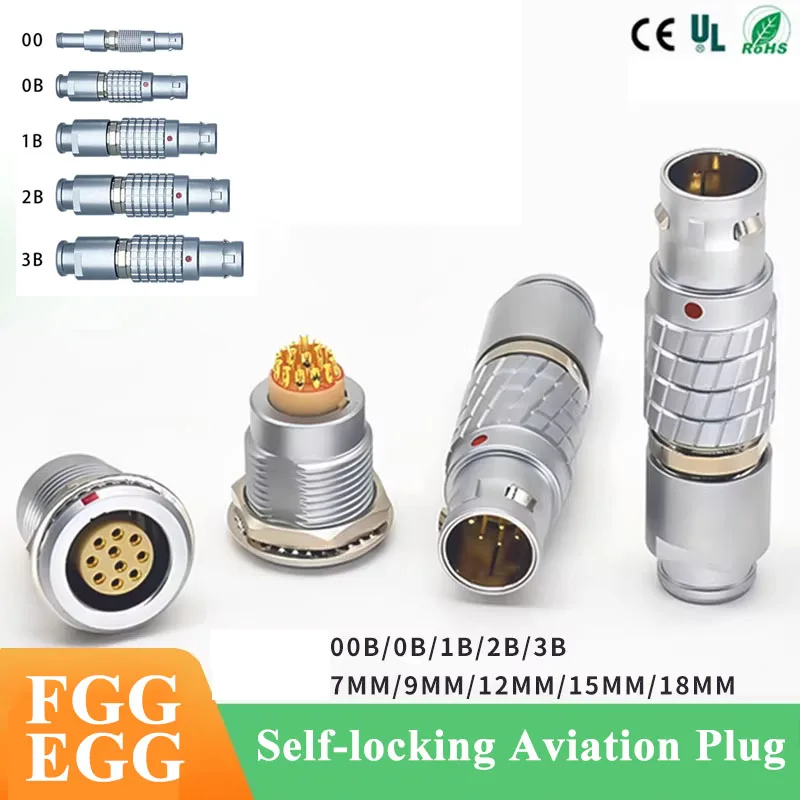 1B FGG EGG Aviation Connector Push-pull Self-locking 00B 0B 2B 3B REMO Compatible Metal Plug 2/3/4/5/6/7/8 Pin Signal Reception