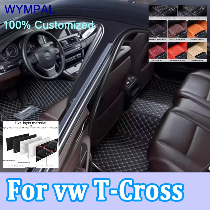 

Luxury Car Floor Mats For VW vw T-Cross Tcross 2023 2022 2021 2020 2019 2018 Carpets Parts Covers Auto Interior Accessories