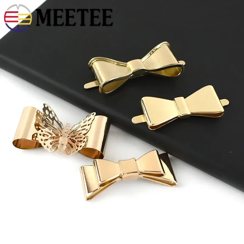 10Pcs Bowknot Metal Buckles Shoes Decorative Clasps Bag Clothes Leather Luggage Label Tags DIY Sewing Hardware Craft Accessories