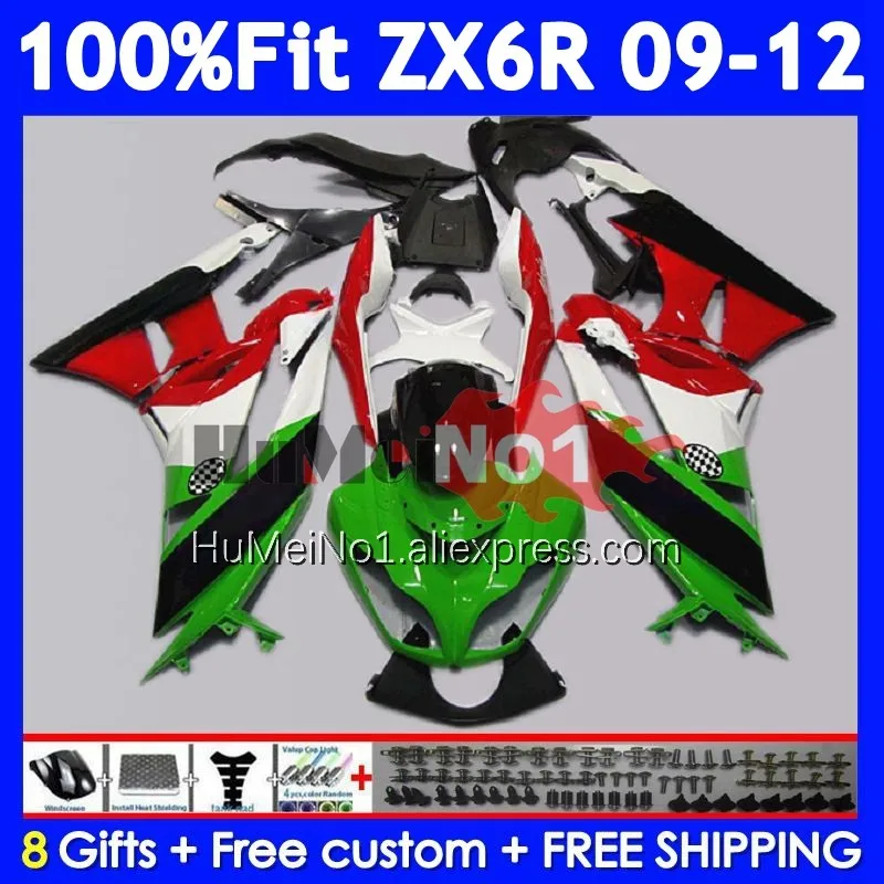 OEM Kit For KAWASAKI NINJA ZX636 ZX 6R 636 ZX600 208No.90 ZX-6R Red green ZX6R 09 10 11 12 ZX-636 2009 2010 2011 2012 Fairing