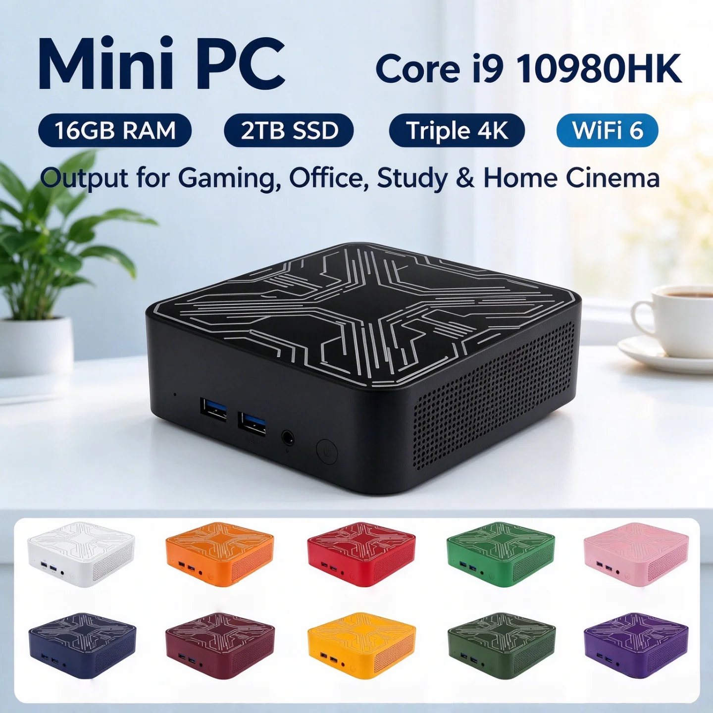 2026 Triple 4K WiFi6 Portable Mini PC Intel Core i9 10980HK Ultra Compact 16GB M.2 NVMe SSD Silent Cooling Office Home Desktop