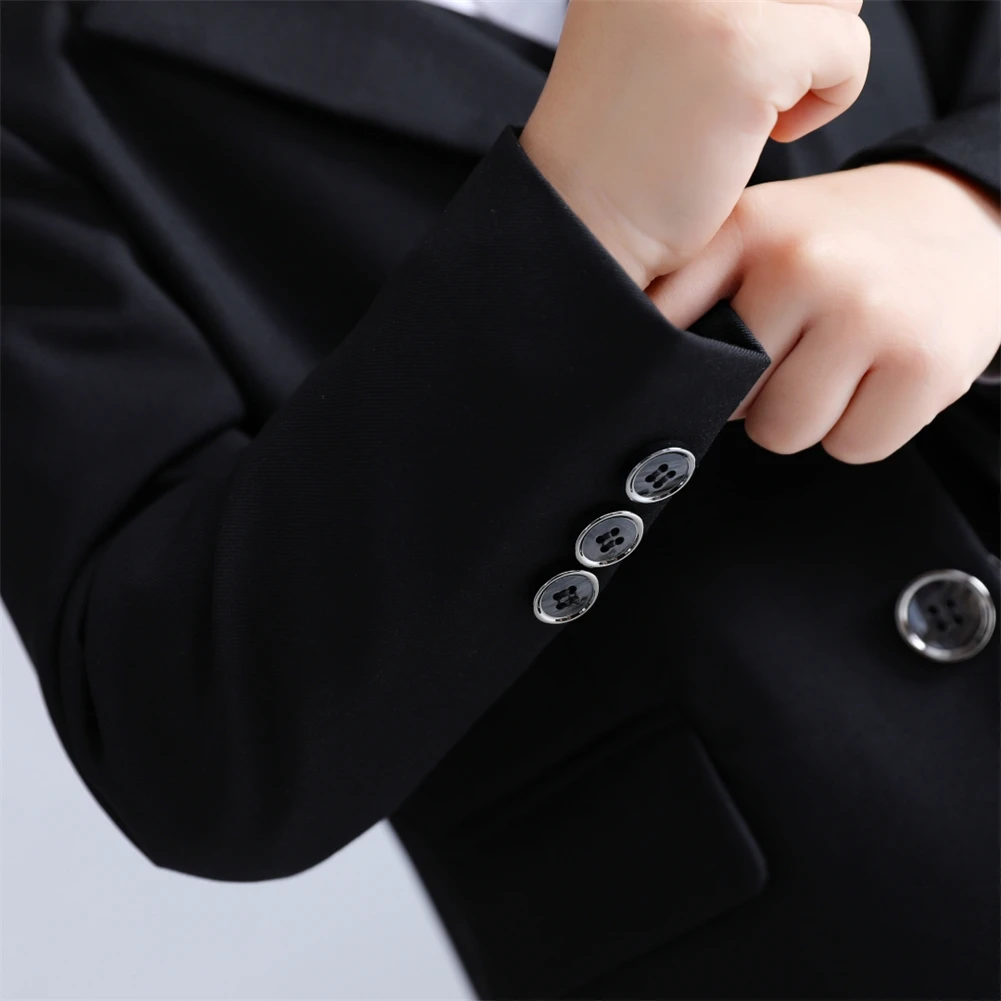 Brand Selection Schwarzes Anzugset für Kinder von 3–14 Jahren, dreiteiliges formelles Anzugset für Jungen für Hochzeit, Kommunion, Schulanfang – Detail 3