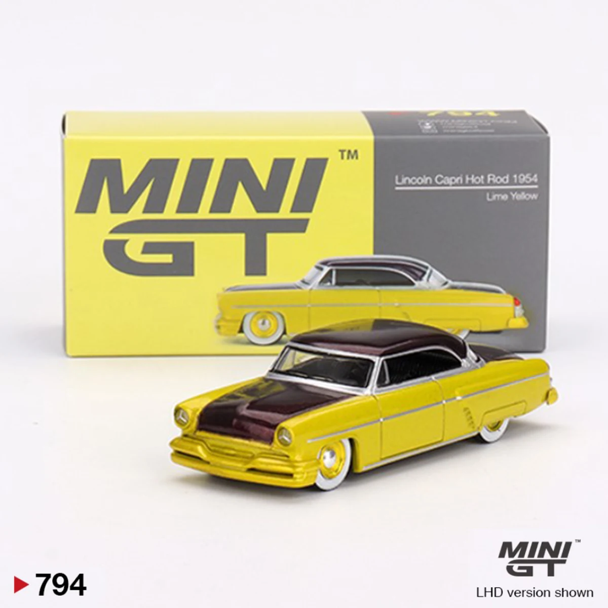 

MINIG TIn Stock 794 1:64 Capri Hot Rod 1954 Lime Yellow Model Collection Toys Diecast 794