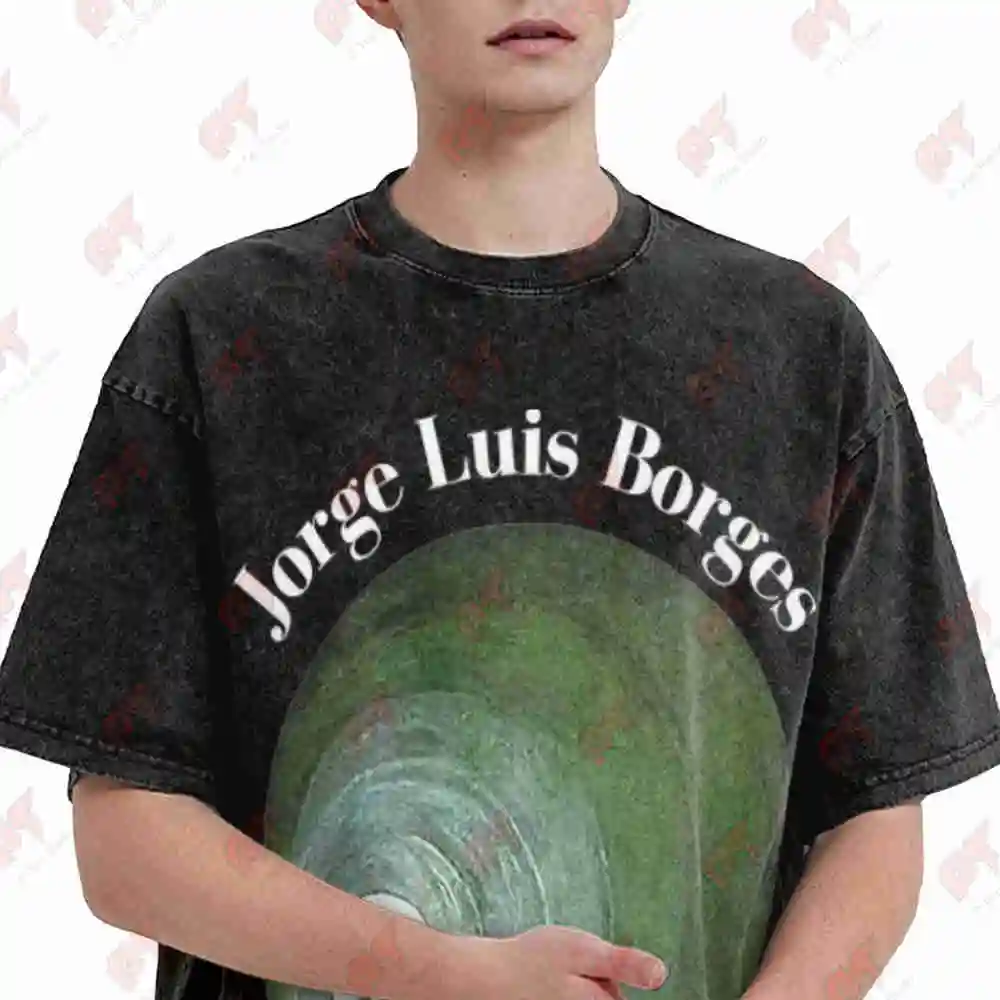 Jorge Luis Borges El Aleph Vintage Washed Tee Pure Cotton T-Shirt