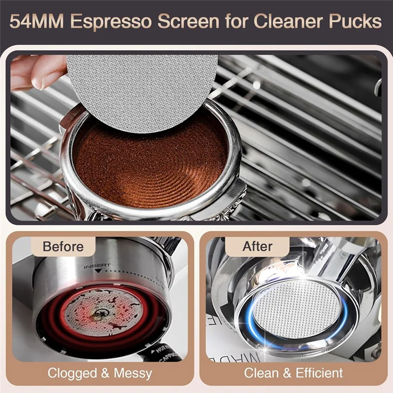 فلتر القهوة بدون قاع AF93-54 مم مع شاشة عفريت، رأس 3 أذن لآلات Breville Barista Express Barista Pro Espresso