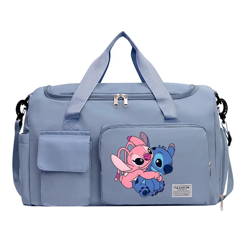 Disney Stitch Cartoon Travel Bag Large Capacity Tote Clothes Storage Bags with Shoe Compartment Gym Duffle Pack Portable HandBag